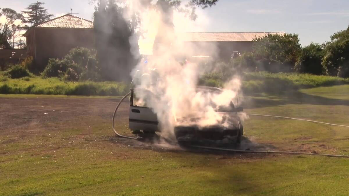 Car fire at Freemans Reach. Picture: TNV Webcam