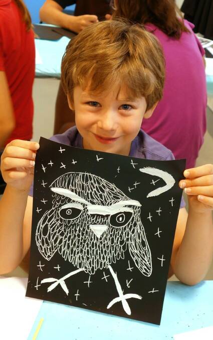 The startling technique of scratchboard can result in wonderful pictures like this one, produced at a previous school holiday workshop.