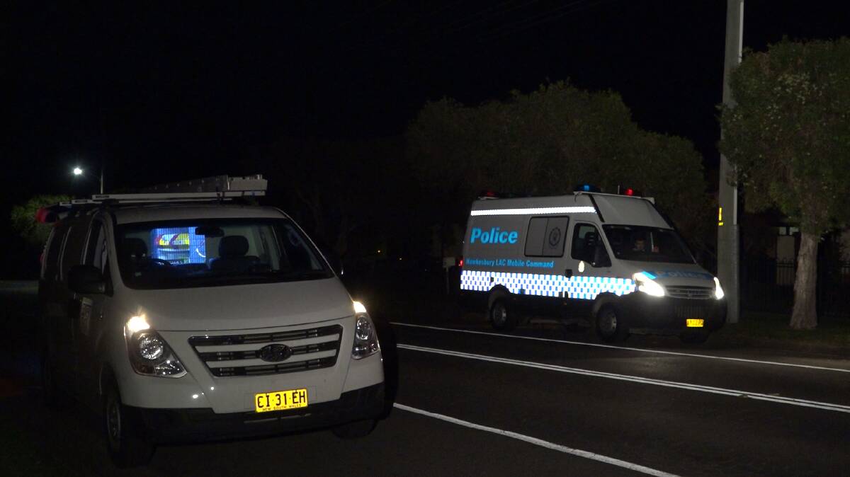 Police vehicles still at the scene on Mileham Street on Anzac Day evening after four men were arrested. The men had been evicted from Windsor Leagues Club and had come across each other later in Mileham Street when a second altercation began. Picture: TNV Webcam