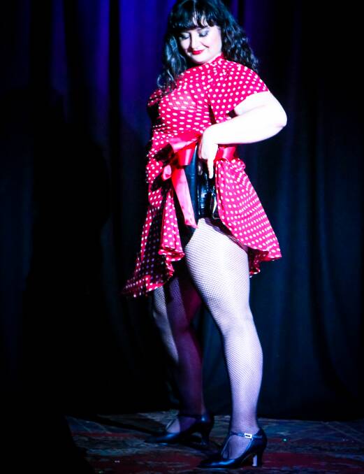 SWEETHEART: Fabulous Rachel Szabo in her stage persona Ana Seethe. In this routine she's a 50s housewife who becomes a fishnet bondage queen. Picture: Lisa Rhodes.