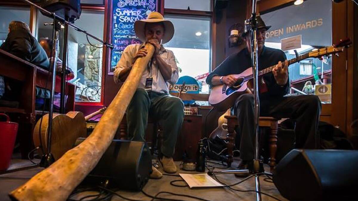 Didgeridoo is part of the act, as well as steel guitar, mandolin and lap steel guitar. See Dogg'n It at Cattai at the end of this month.