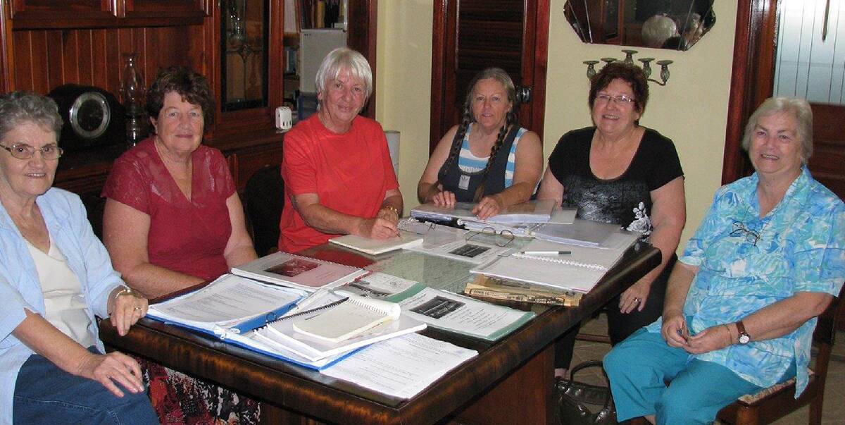 HISTORY ENGINE ROOM: some of the volunteers who made the new St Stephen's Parish Register Volume 2 possible - Joy Shepherd, Kath McMahon, Val Birch, Carolynne Cooper, Carol Roberts and Wanda Deacon.