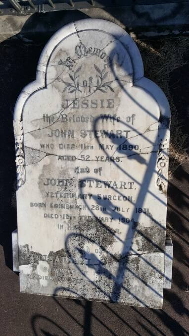 The Stewart headstone from Windsor Presbyterian Cemetery. Picture: Michelle Nichols