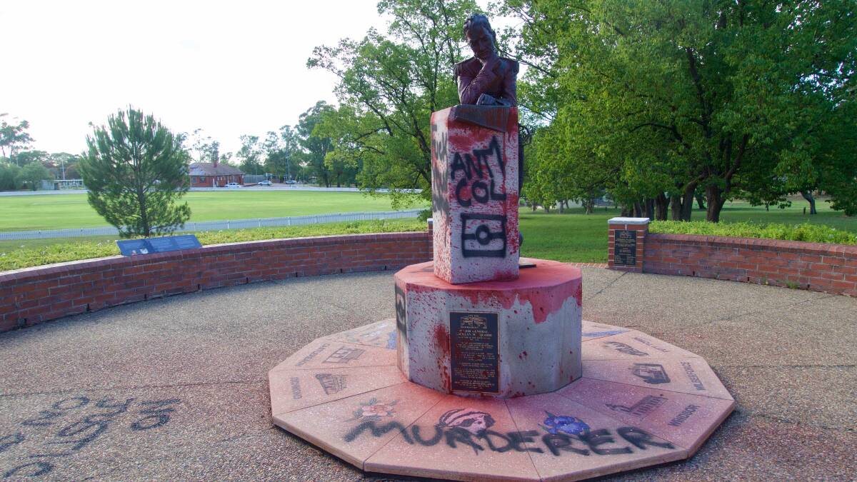 Last weekend's attack on the statue of Governor Lachlan Macquarie in McQuade Park at Windsor has raised the issue of Macquarie's role in early Aboriginal massacres in the Hawkesbury. Picture: Paul Evans