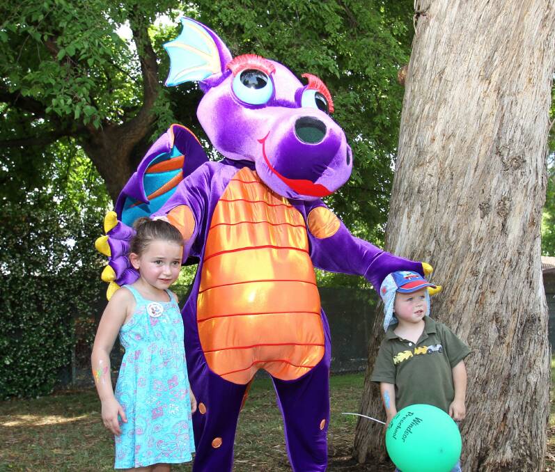 Puddles the reading dragon will be part of the fun at South Windsor this Saturday. Picture: Gene Ramirez