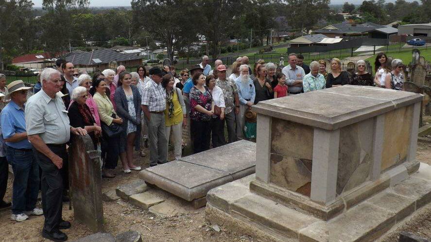 GLORIOUS AGAIN: The restored vault grave and adjoining normal grave of the Bushell and Brown families were officially unveiled at Wilberforce Cemetery on Sunday, November 22. Picture: Terry Barraclough
