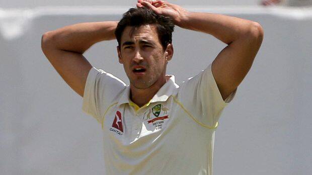 Brought to heel: Australian paceman Mitchell Starc is in doubt for the Boxing Day Test. Photo: Trevor Collens