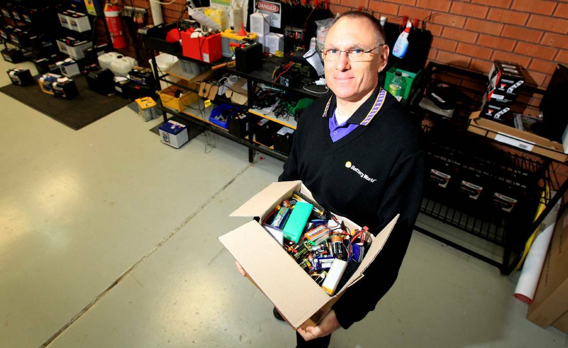 BE AWARE: Blacktown Battery World owner Andrew Raymond has warned a popular type of hobby battery is a serious fire risk. Picture: Isabella Lettini