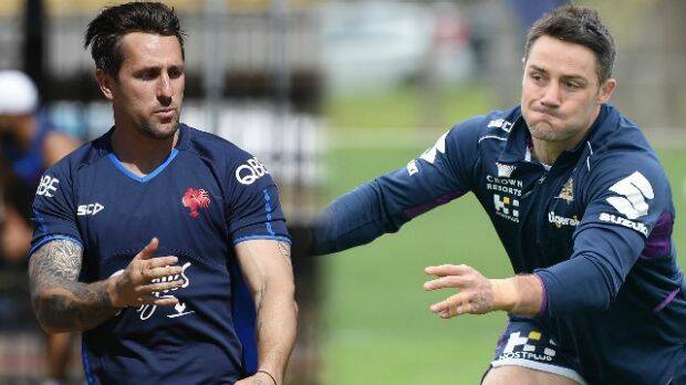 Not at fault: Cooper Cronk, right, has replaced Mitchell Peace, left, at the Roosters. Photo: AAP
