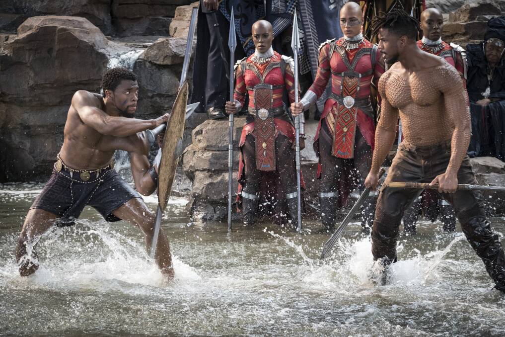 Wakanda forever: Chadwick Boseman and Michael B Jordan as T'Challa and Killmonger in Marvel's Black Panther, rated M and in cinemas now.