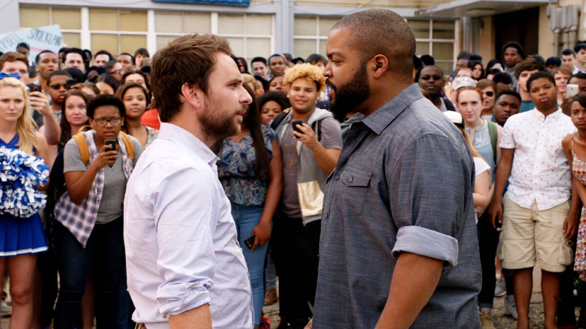Facing off: Charlie Day plays Andy Campbell and Ice Cube plays Strickland in Fight Fight, rated MA15+ and in cinemas now. Keep an eye out for the NWA reference.