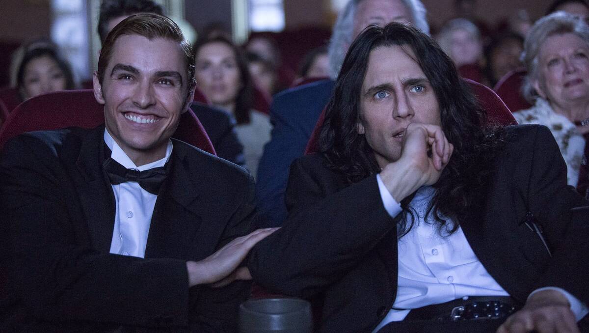 Keeping it in the family: Dave and James Franco (hidden under much make-up) play Greg Sestero and Tommy Wiseau in The Disaster Artist, about the making of The Room. Rated M, in cinemas now.