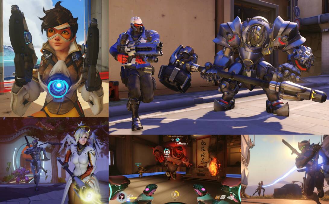 Ready to save the world: Overwatch heroes Tracer, Soldier 76, Reinhardt, Mercy, Genji and Winston are coming to PS4, Xbox One, and PC on May 24. Images: Blizzard Entertainment.