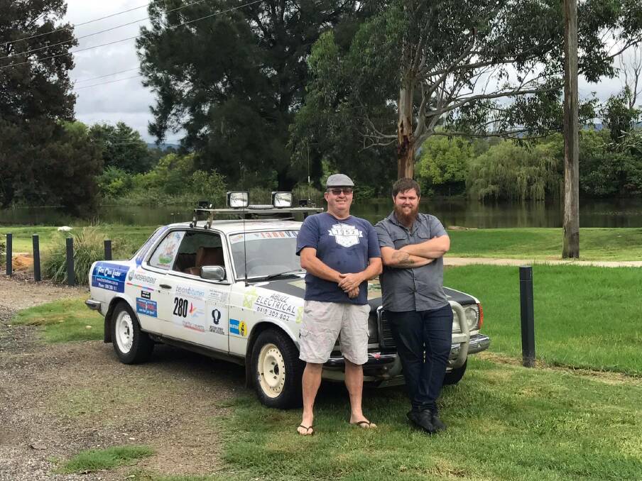 Alan Baker and Jarryd Faint with their 1978 Mercedes Coupe.