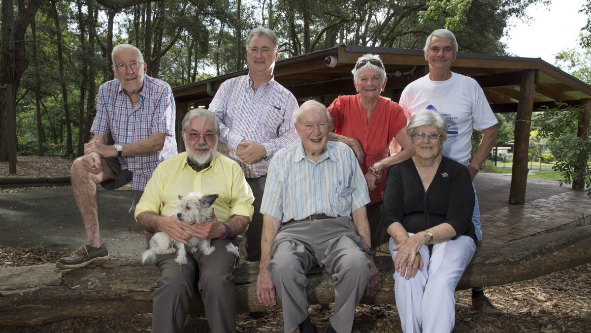 SPIRITED: Association members (from back left) Geoff Moorcroft, Bill Kerr, Sylvia Moorcroft and Colin Chesterman, with (seated from left) John Wulff, Terry and Susan Hoare and Lilly the dog. Picture: Geoff Jones