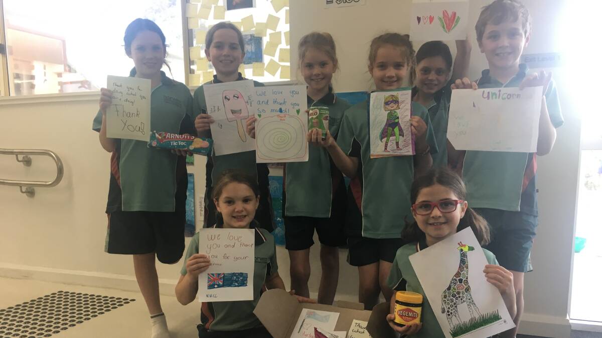 KIND HEARTS: Year 3 pupils (back row) Laura, Emma, Jadey, Erin, Kaitlin and Jackson, with (front row) Lillian and Alyssa. Picture: Supplied