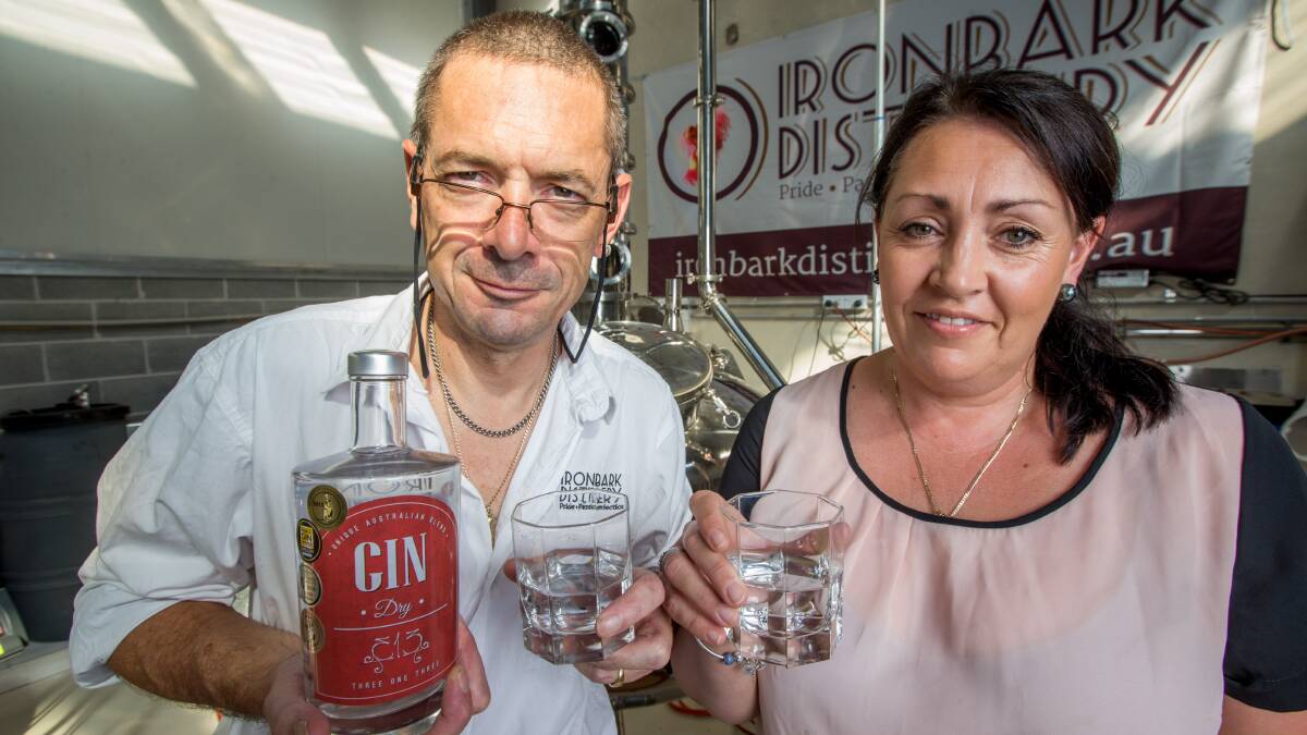 Reg and Greta Papps at Ironbark Distillery in North Richmond. Pictures: Geoff Jones