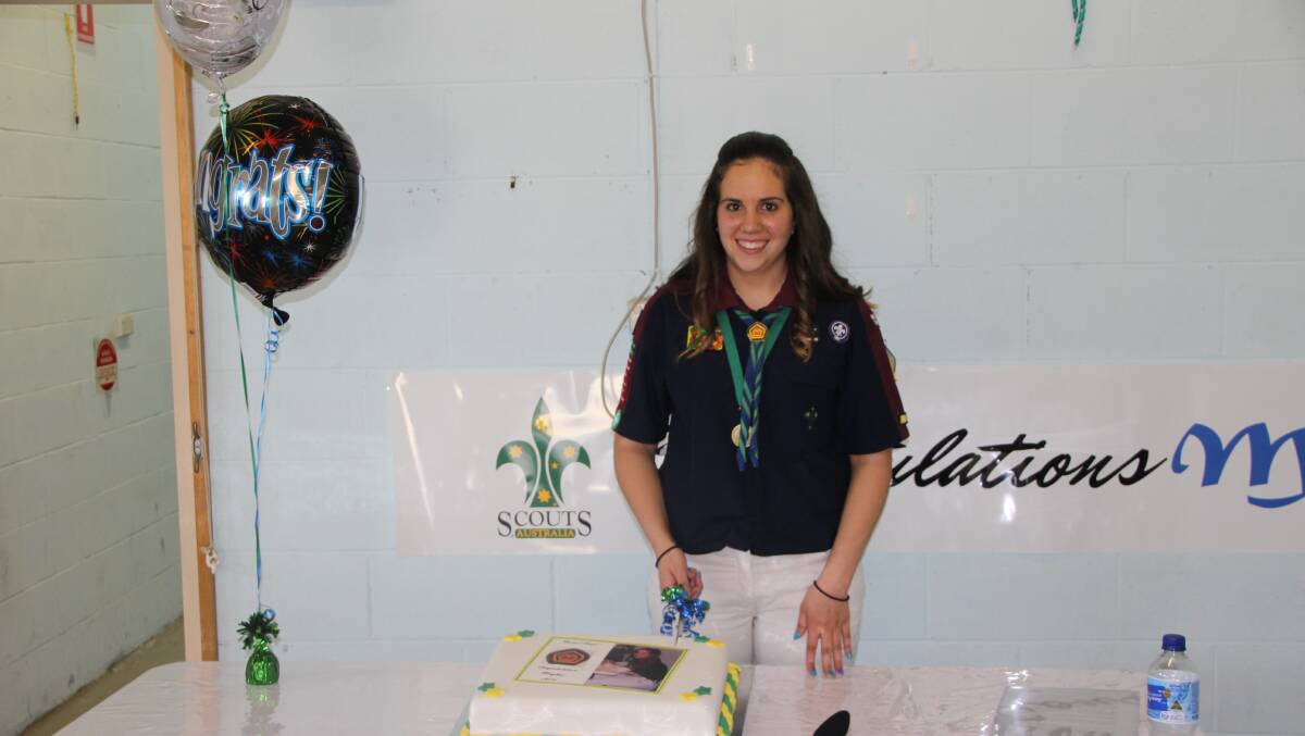 PIC GALLERY: Meaghan celebrating her achievements at the 1st Oakville Scout Hall. Pictures: Supplied