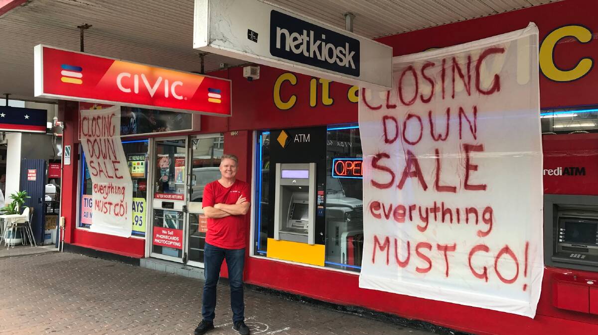 CLOSING DOWN: John Price outside his Civic Video Bondi Beach store, which announced on February 22 that it will be closing in April. Picture: Supplied