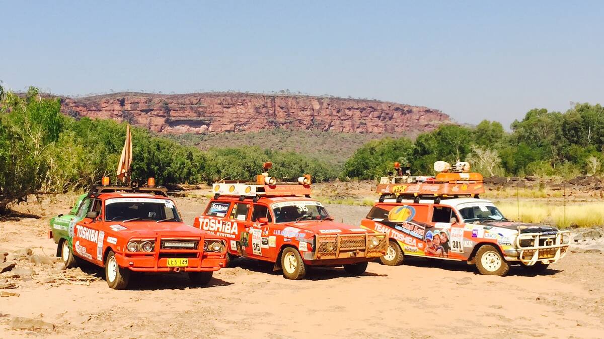 Don Ezzy's 1964 Holden near Kunanurra WA with Team Cars at the Variety Bash in 2015