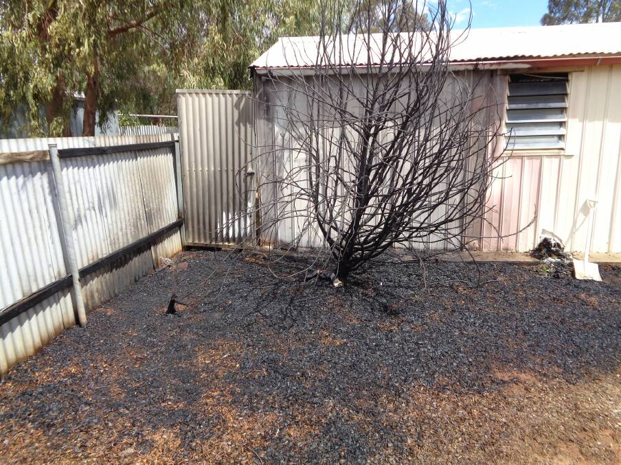 The aftermath of the fire started in the backyard of a Jamestown property. Photo: Jamestown CFS