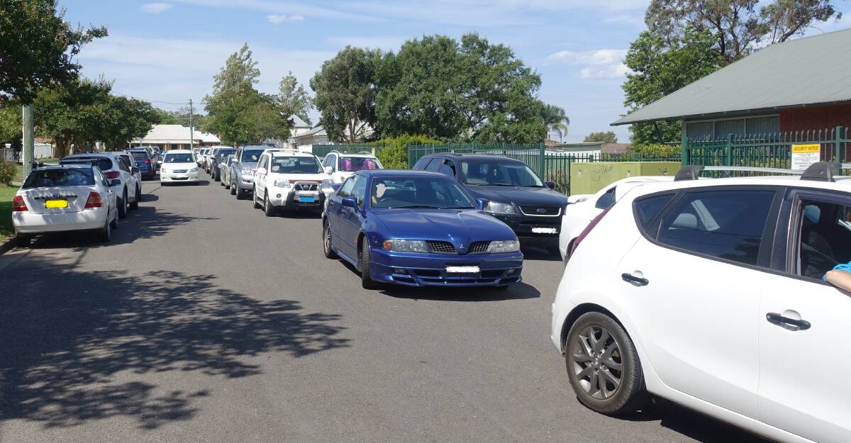 TRAFFIC CONGESTION: Vehicles queue down Little Church Street around school closing time.