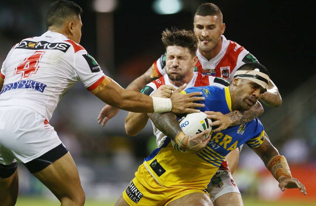 The Eels and the Dragons during their round two clash. Picture: Getty Images