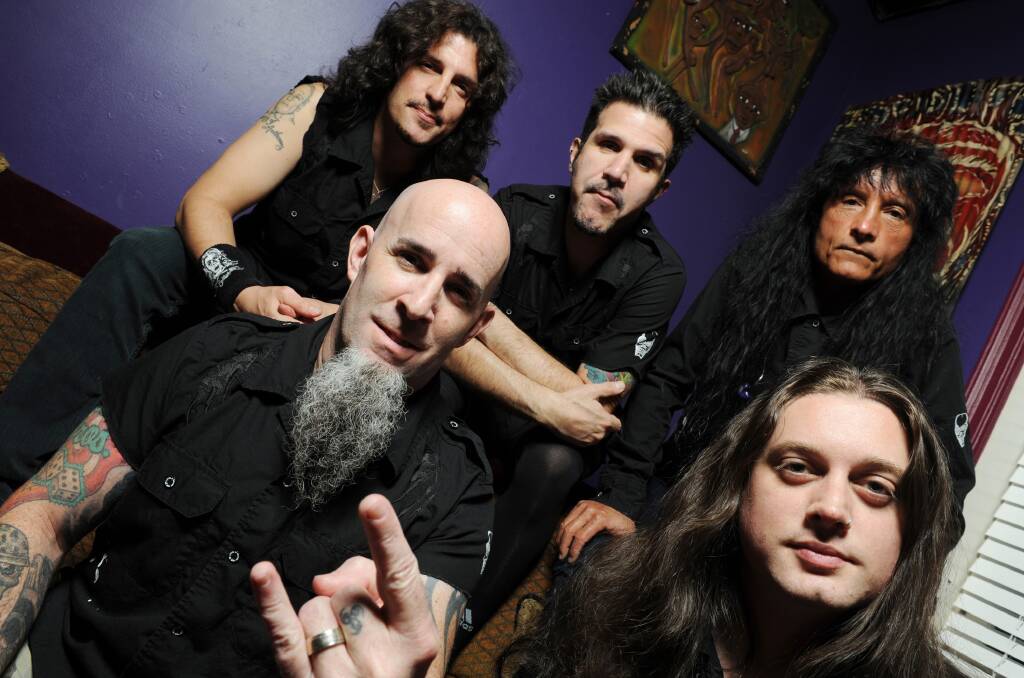 FOR ALL KINGS: Anthrax, from left, Frank Bello, Scott Ian, Charlie Benante, Joey Belladonna and Jonathan Donais.