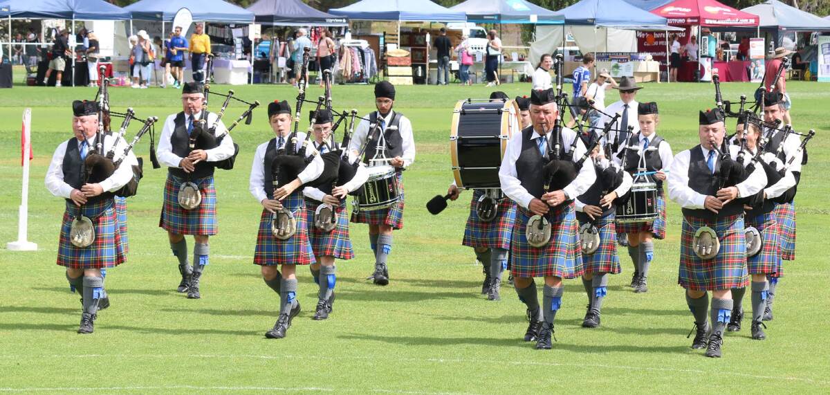 The pipers are a piping: Just a sample of what you will see at Scotland Forever.