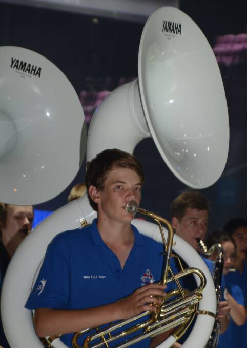 Colo High student, Campbell Egan practised his sousaphone with the ever-popular Millennium Marching Band.