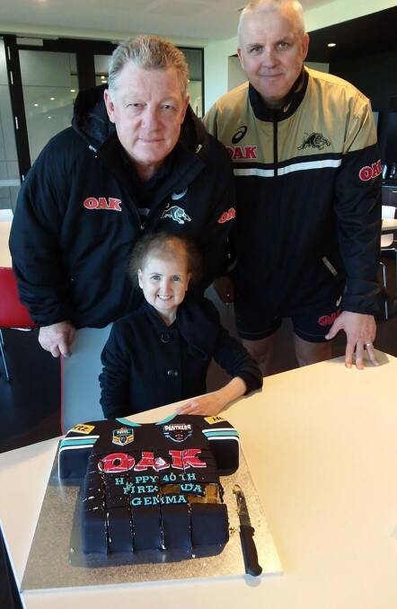 Panther boss Phil Gould and head coach Anthony Griffin with Gemma.