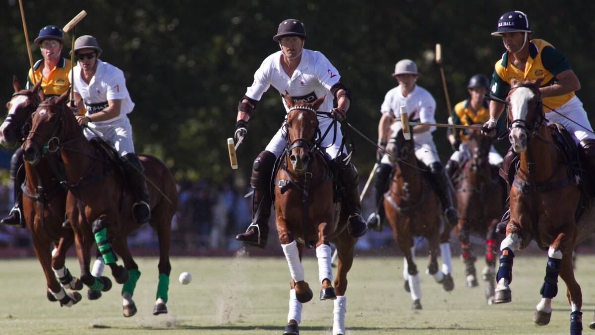 Australia plays England in a polo test match in 2013 at the Windsor Polo Club. Picture: Geoff Jones