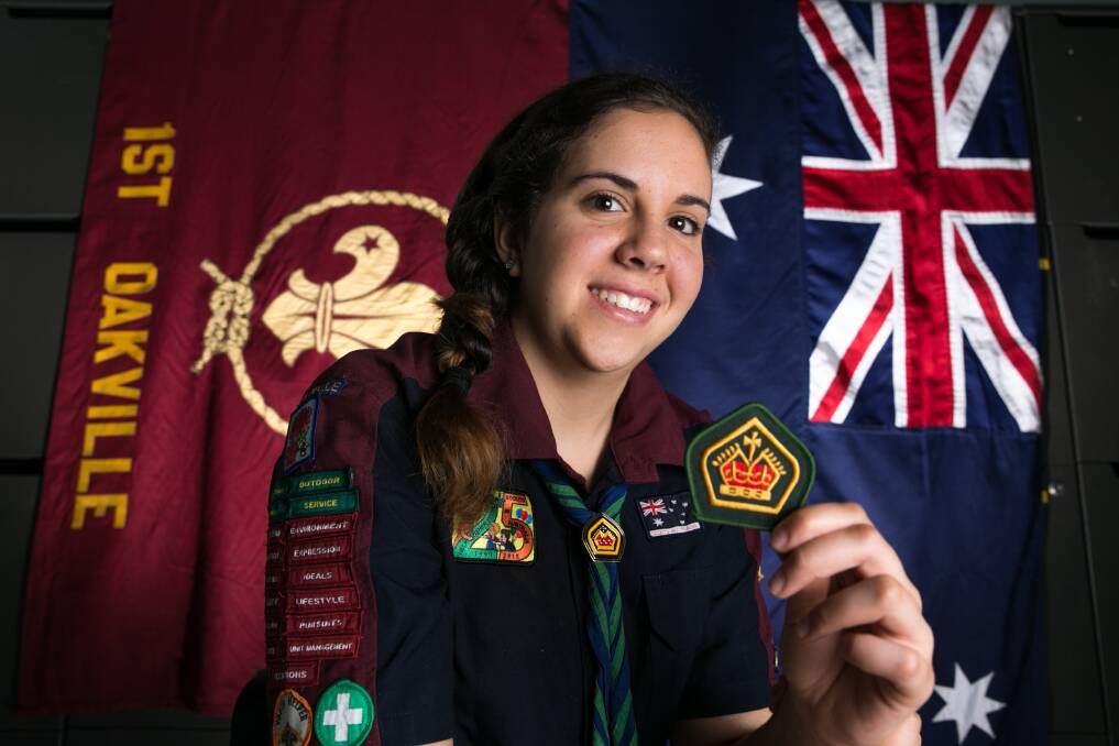ESTEEM: Meaghan Smith has received the Queen's Scout award. Pictured with her badge at the 1st Oakville Scout Hall. Picture: Geoff Jones