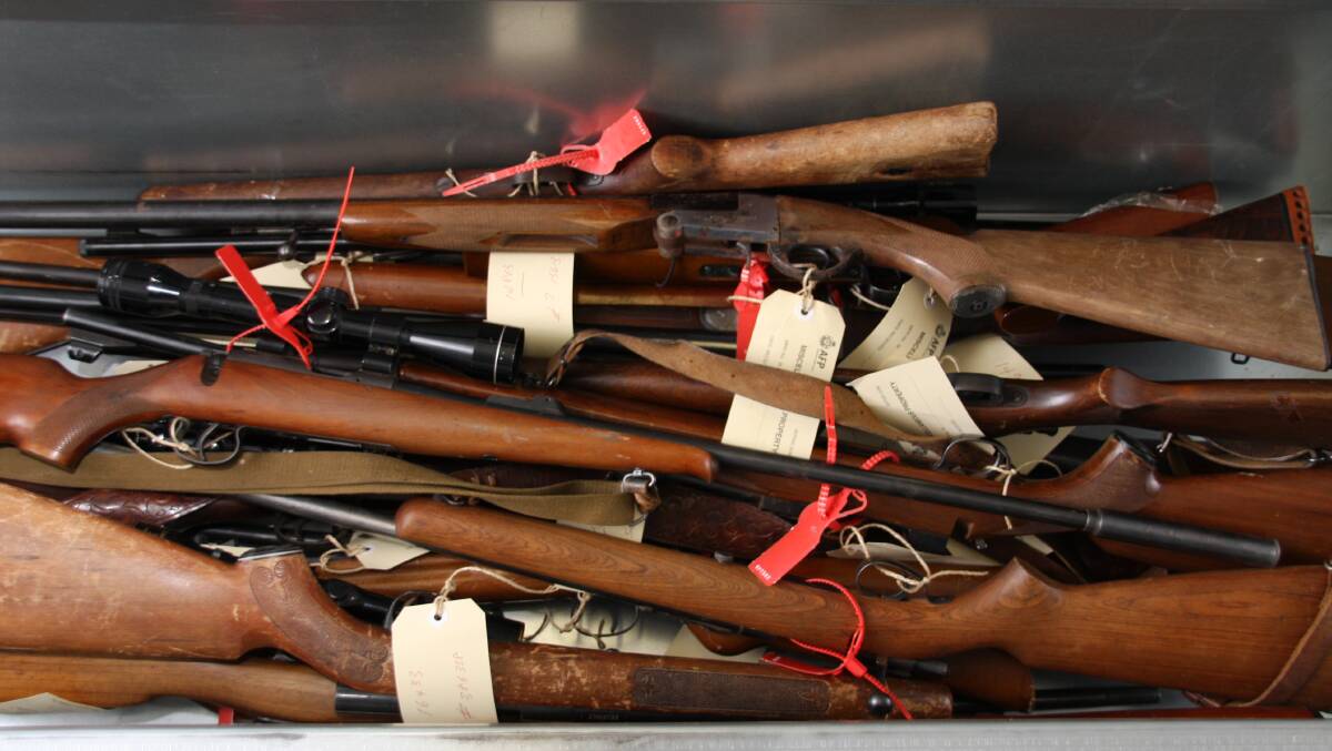 Firearms handed in during a gun amnesty in Canberra.