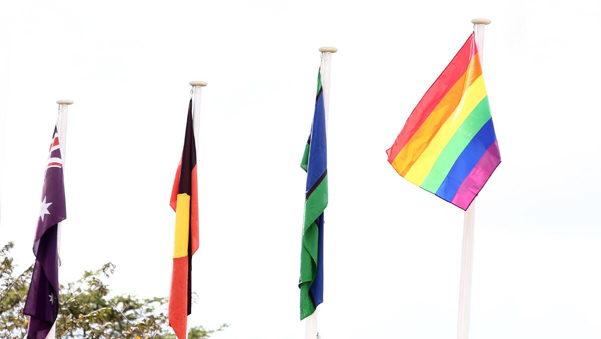 The rainbow flag flying at Hawkesbury Council earlier in the year. Picture: Geoff Jones