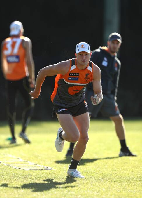 Jacob Hopper at GWS Giants training earlier this month. Picture: Getty Images