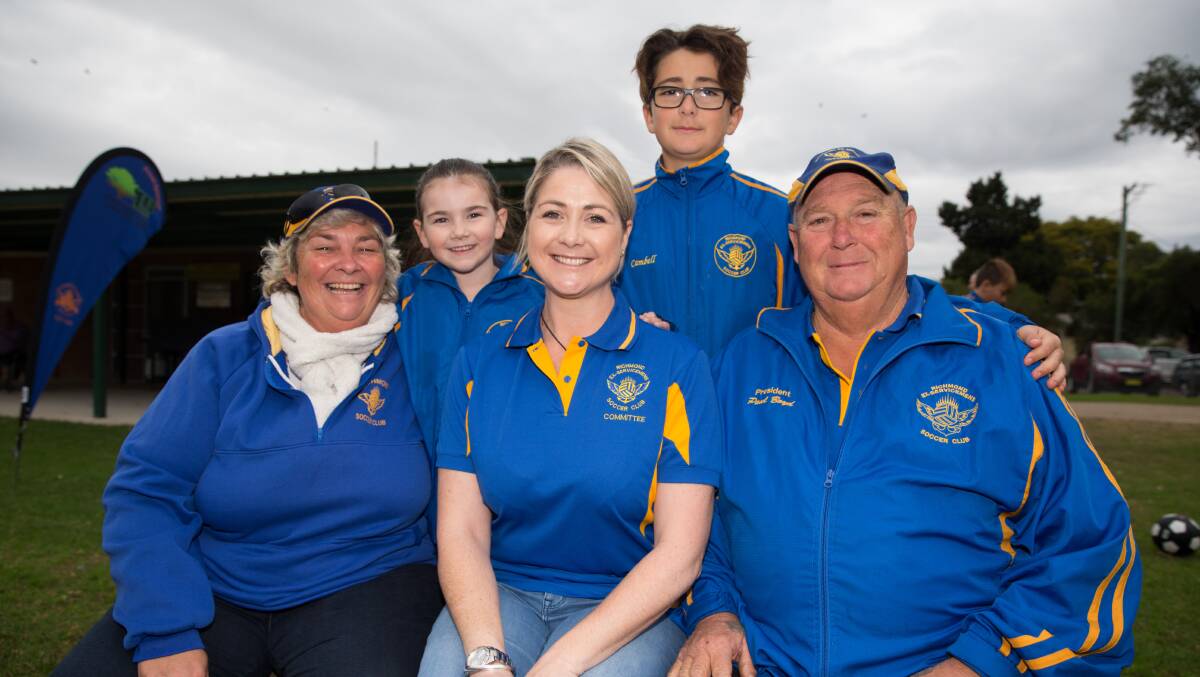 Richmond Ex-Servicemens Football Club's Boyd family, made up of Tracey, grand daughter Allie Kwast, Jo, Campbell and Paul. Picture: Geoff Jones