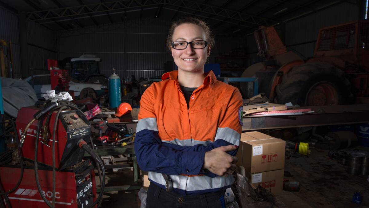 Londonderry heavy vehicle mechanic Louise Azzopardi, who will compete in the International WorldSkills competition, in her workplace. Picture: Geoff Jones