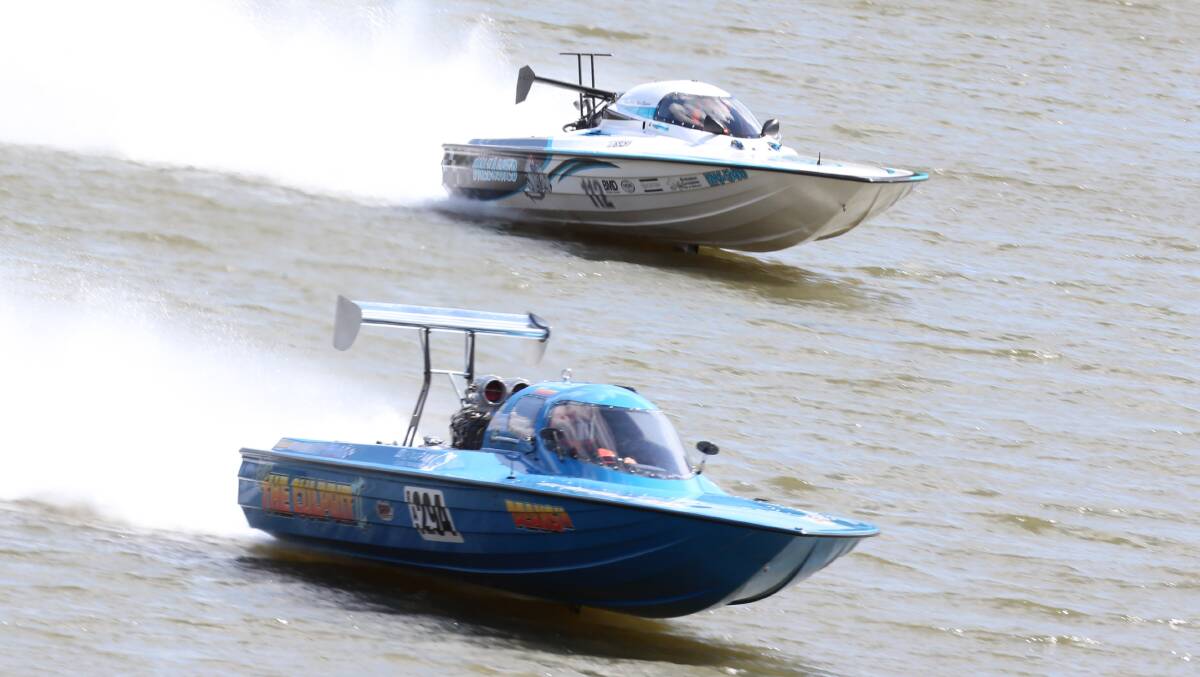 She's The Culprit and Unleashed race each other during the Upper Hawkesbury Power Boat Club's Windsor Spectacular at the weekend. Picture: Geoff Jones
