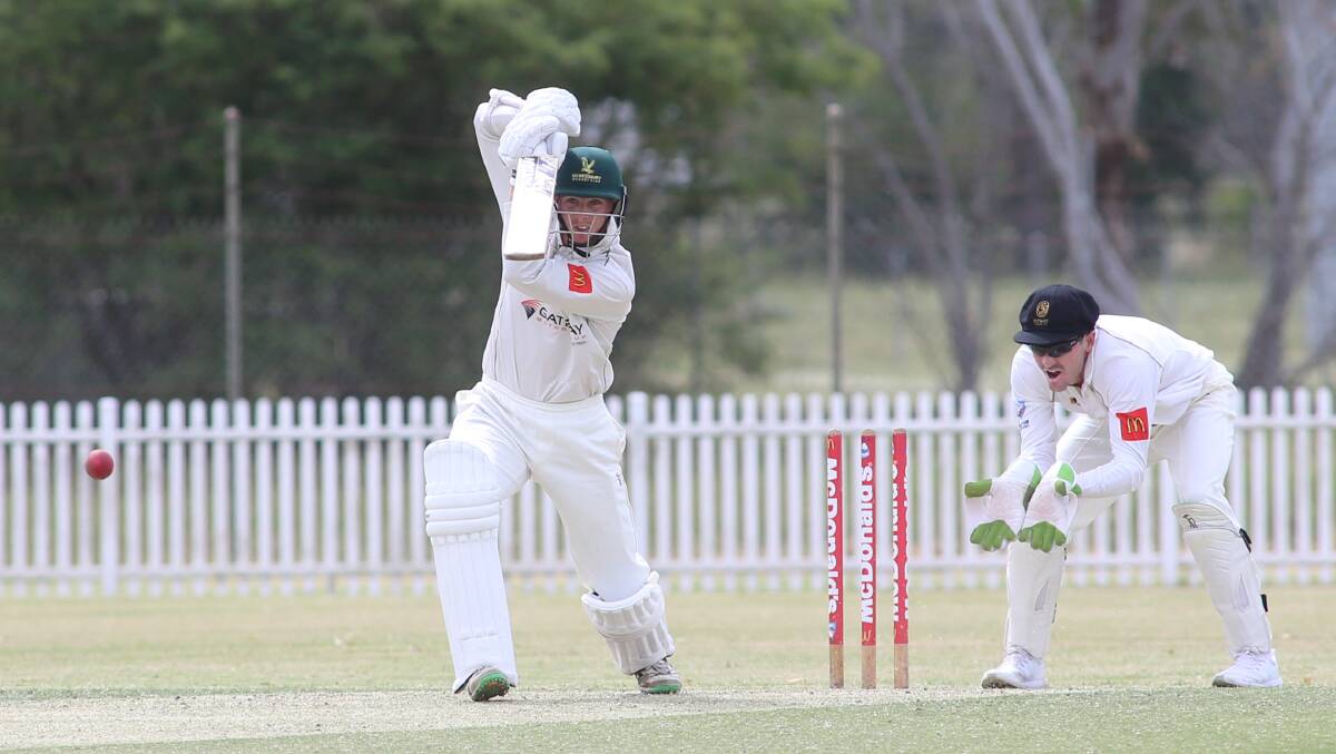 Josh Clarke bats for Hawkesbury Cricket Club on the first day of the round two match against Sydney. Picture: Geoff Jones