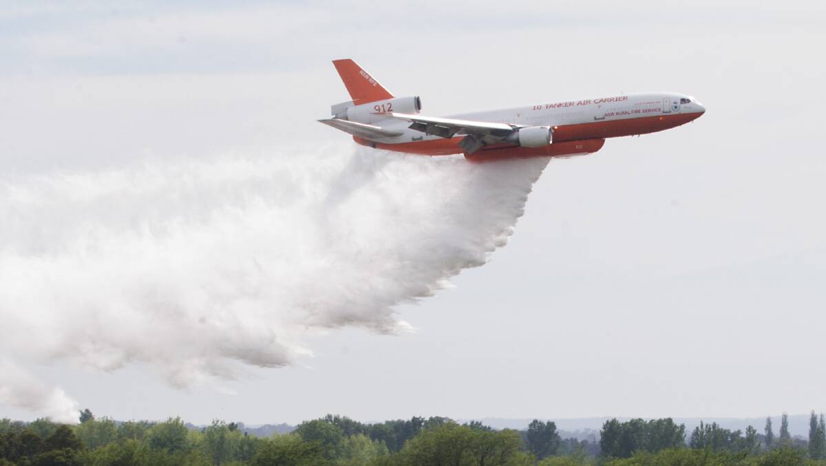 There is a total fire ban declared in the Hawkesbury on Wednesday, February 14. Pictured is the NSW RFS' Very Large Air Tanker 'Nancy Bird'. Picture: Geoff Jones