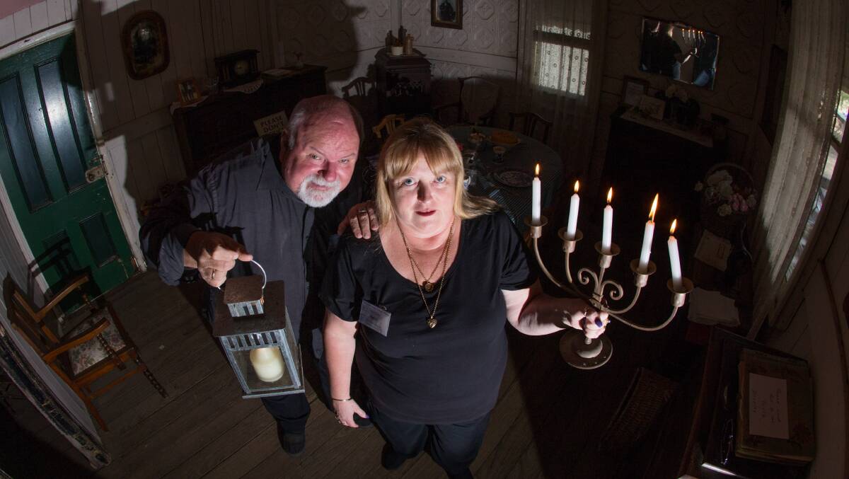 Kevin Weeks and Helen Scotland at Australiana Pioneer Village, where they conduct guided ghost tours. Picture: Geoff Jones