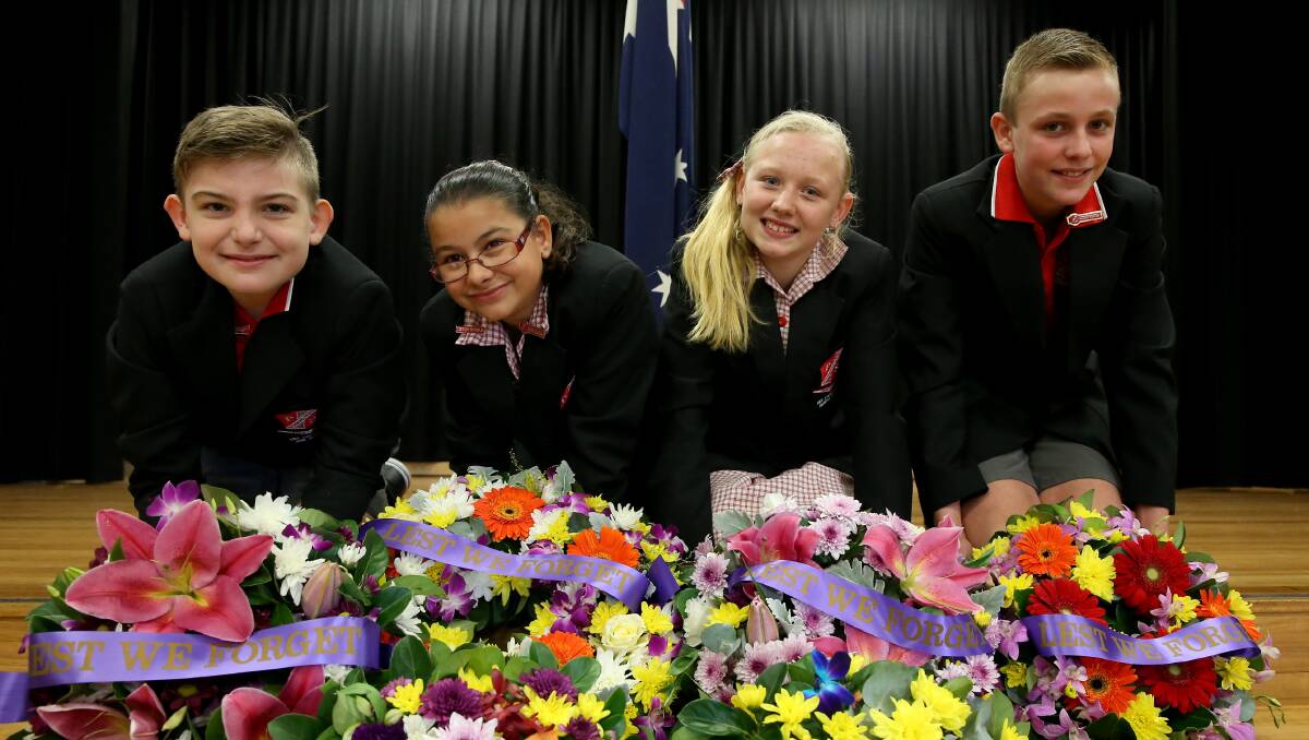 Students attended a special assembly to commemorate the Anzacs. Pictures: Geoff Jones