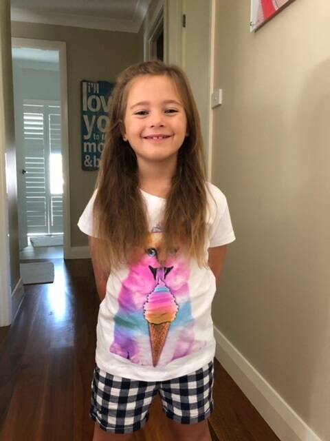 Shave for a cure: Six-year-old Lily Rochester will have her head shaved for charity at Kurrajong East Public School next month.