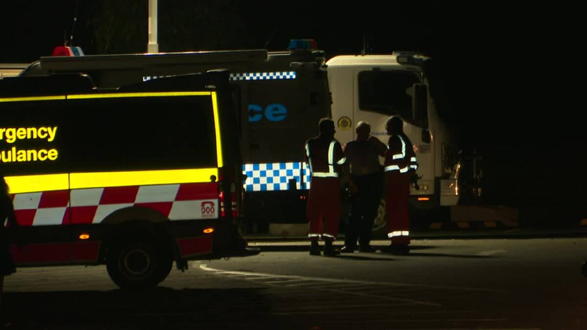 Search: Emergency services at the scene on Saturday evening. Picture: TNV.