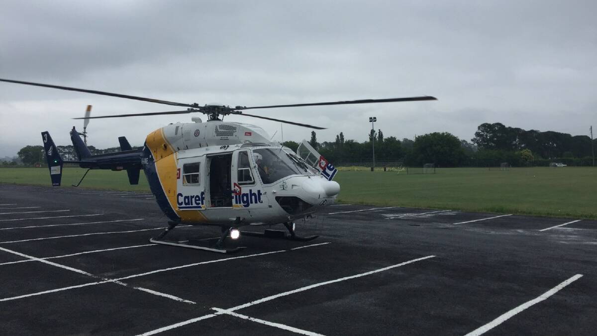 The CareFlight helicopter in Richmond. Picture: CareFlight.