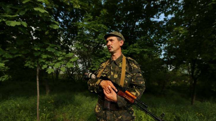 At a military checkpoint: Lieutenant Igor Dumbrovsky in Mariupol. Photo: Kate Geraghty