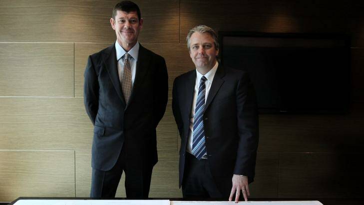 Crown's James Packer (left) and Todd Nisbet. Photo: Louise Kennerley
