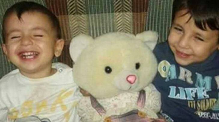 Aylan Kurdi, left, with his brother Galip. Both drowned in their family's attempt to reach Greece.  Photo: Supplied