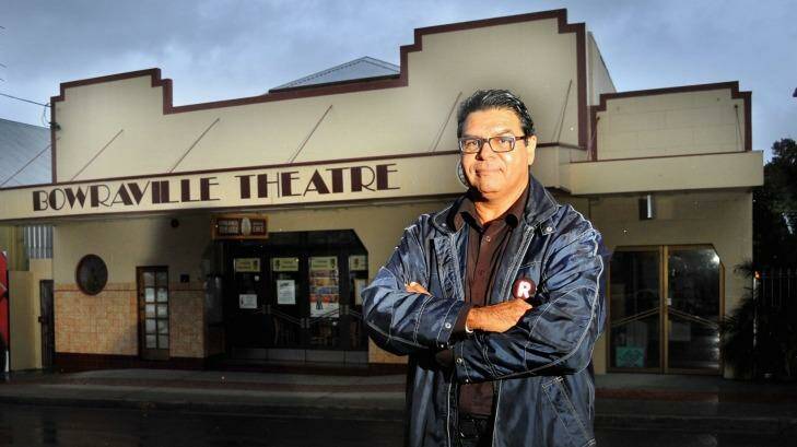 Aden Ridgeway in front of the Bowraville picture theatre. Photo: Leigh Jensen